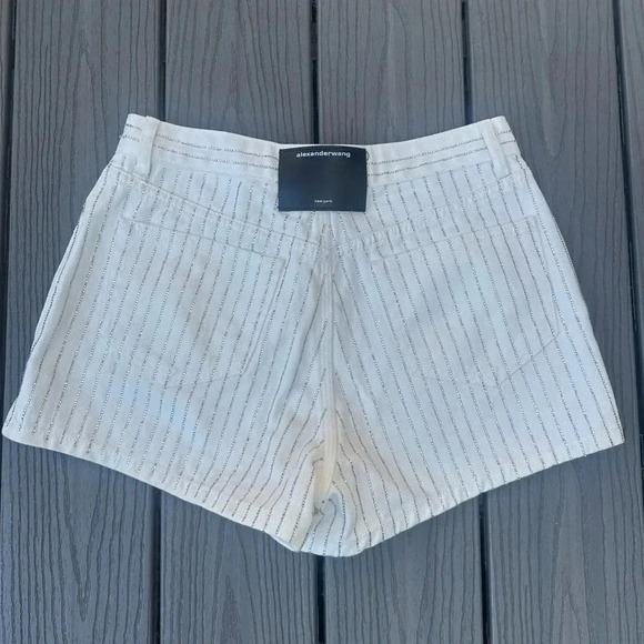 Alexander Wang Bite Short With Crystal Stripe in Vintage White Medium Rhinestone - Picture 5 of 9